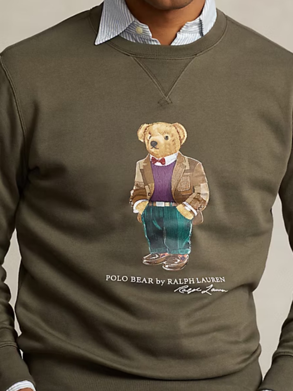Polo by Ralph Lauren Olive Crewneck with Polo Bear Graphic